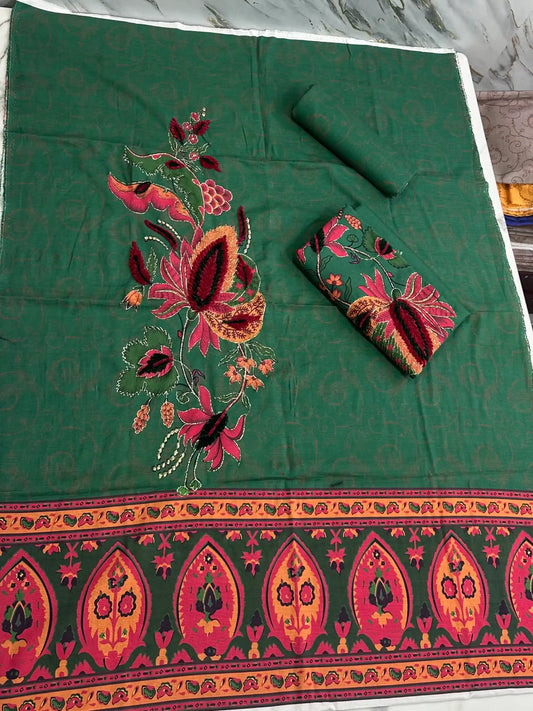 Premium Winter Khaddar 3-Piece Suit with Velvet Embroidery