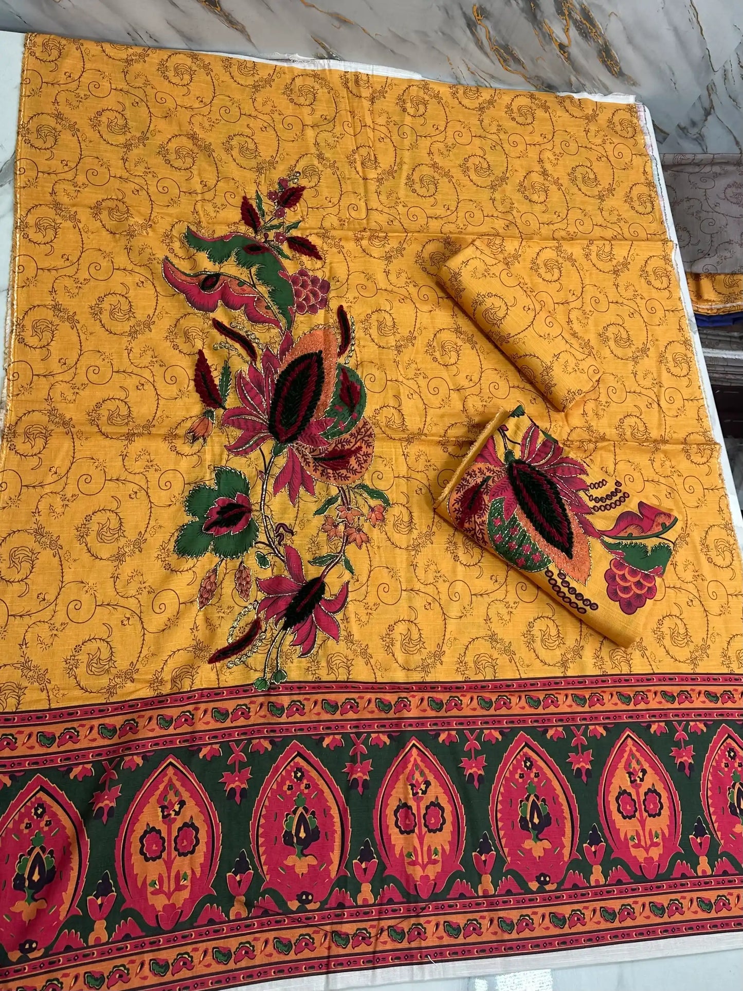 Premium Winter Khaddar 3-Piece Suit with Velvet Embroidery