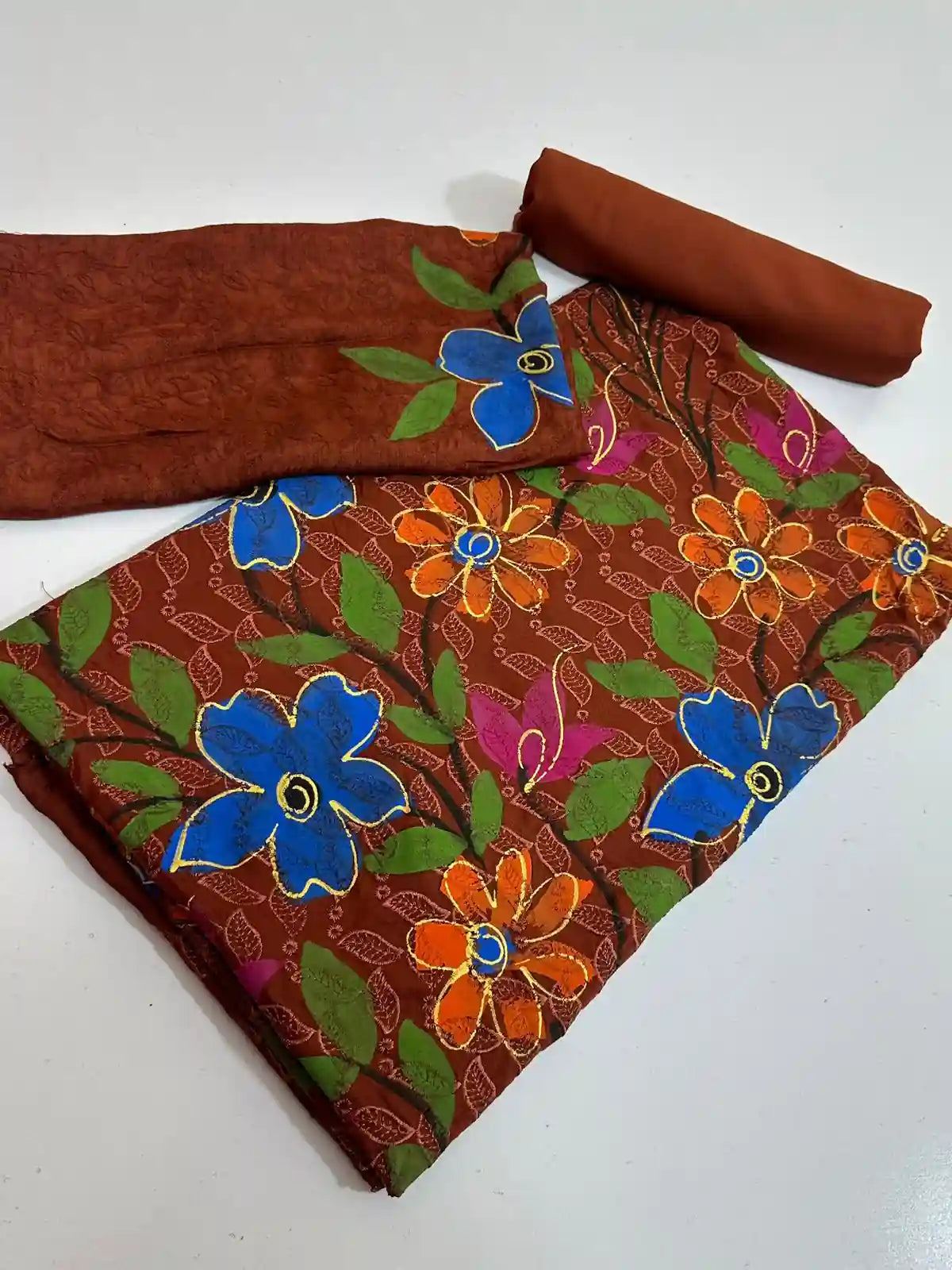 VISCOS LINEN 2PC BEAUTIFUL CHKAN KARI HANDPAINTED
