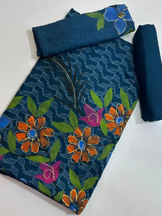 VISCOS LINEN 2PC BEAUTIFUL CHKAN KARI HANDPAINTED