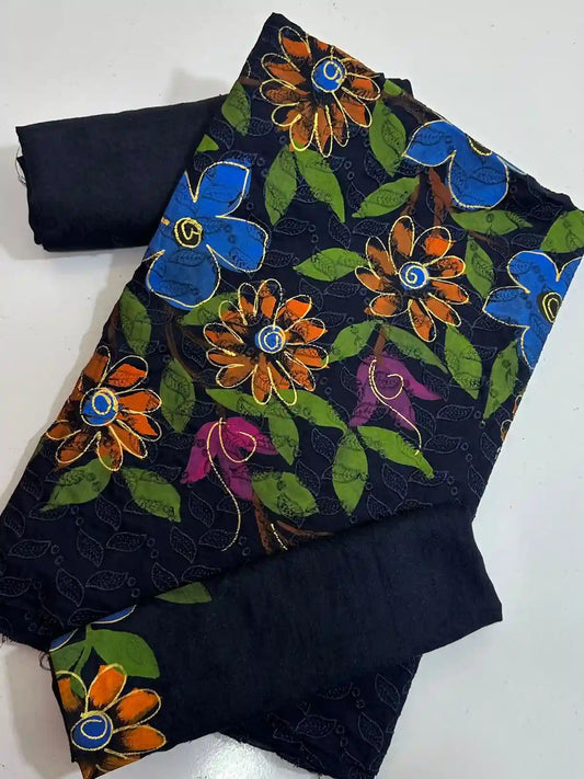 VISCOS LINEN 2PC BEAUTIFUL CHKAN KARI HANDPAINTED