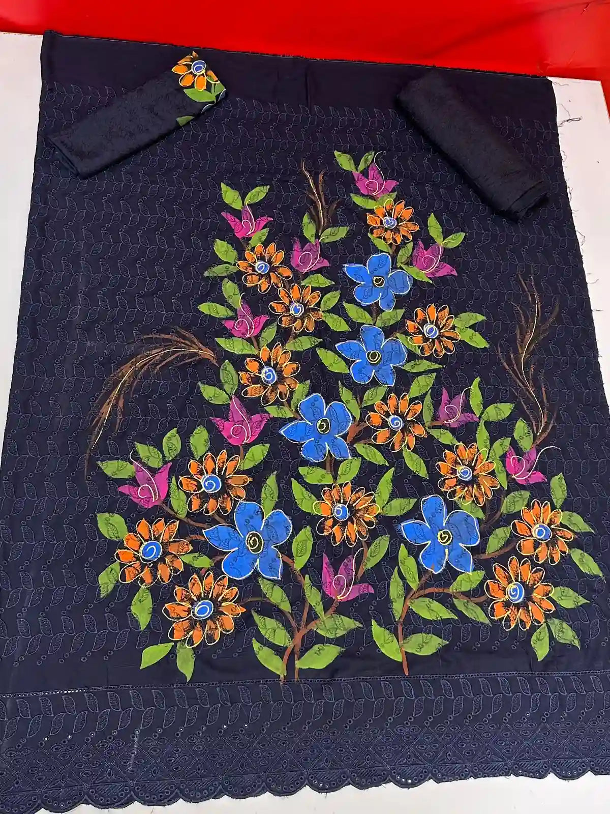 VISCOS LINEN 2PC BEAUTIFUL CHKAN KARI HANDPAINTED