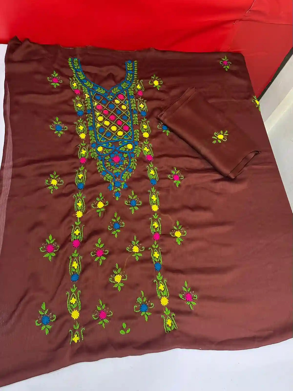 2PC SOFT SILK HANDMADE KAROSHIAA WORK NEW ARTICAL