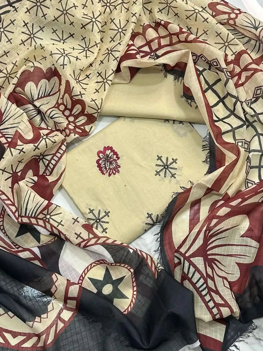 3PC PREMIUM LAWN WITH EMBROIDERED SHIRT & LUXURY VEIL DUPATTA