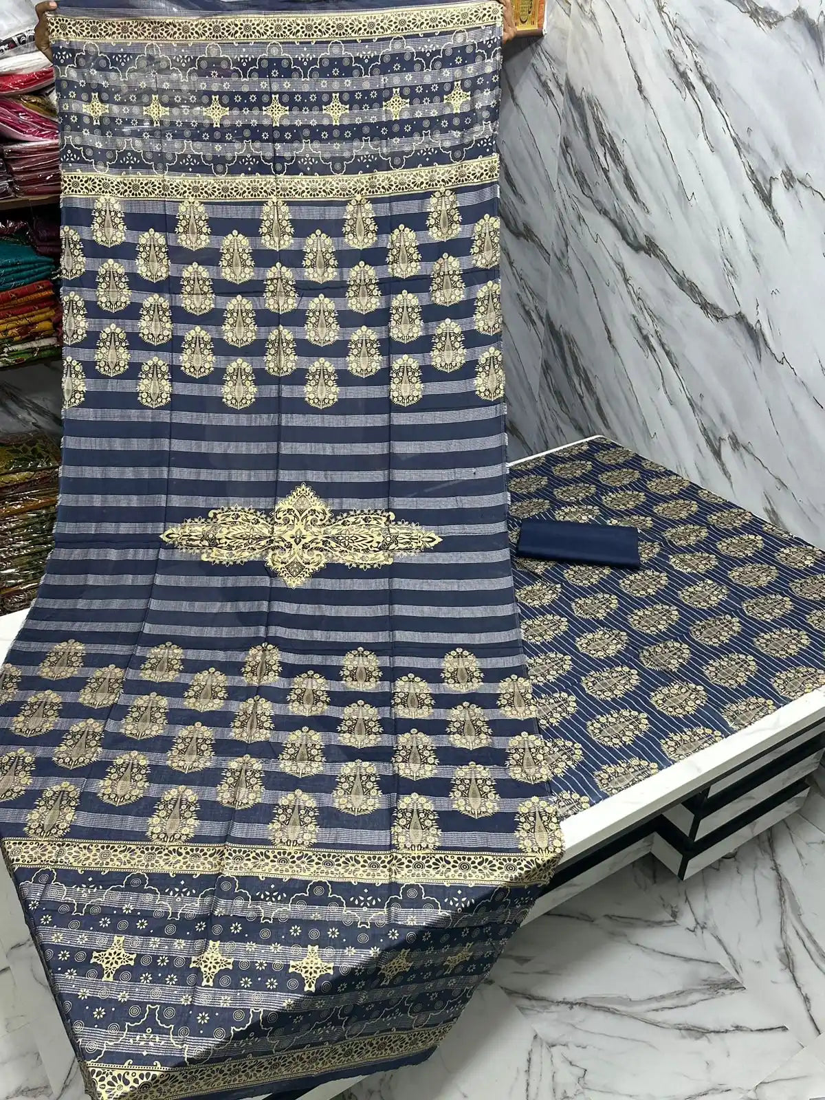 PURE LAWN 3-PIECE GOLD PRINTED SUIT – ELEGANT, SOFT & WASHABLE