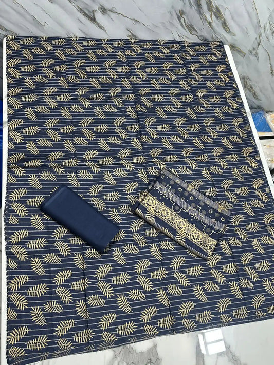 PURE LAWN 3-PIECE GOLD PRINTED SUIT – ELEGANT, SOFT & WASHABLE