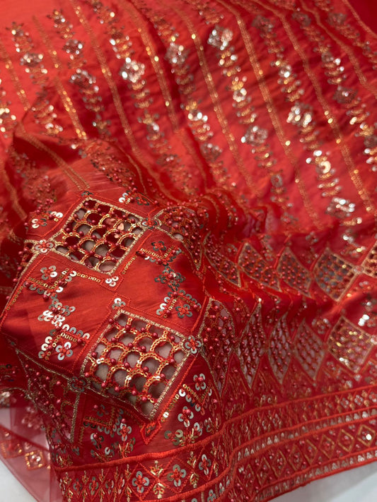 4PC SHEESHA SILK FANCY SUIT HEAVY EMBROIDERY WORK