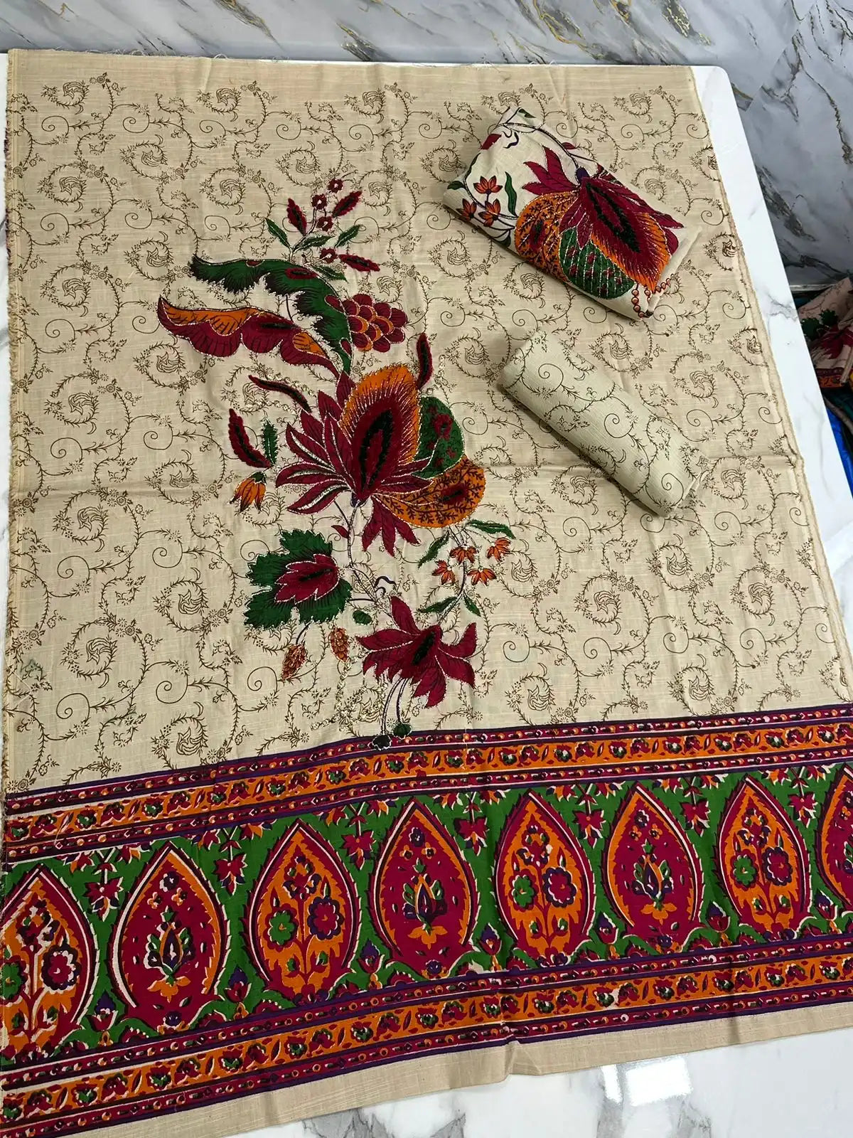 Premium Winter Khaddar 3-Piece Suit with Velvet Embroidery