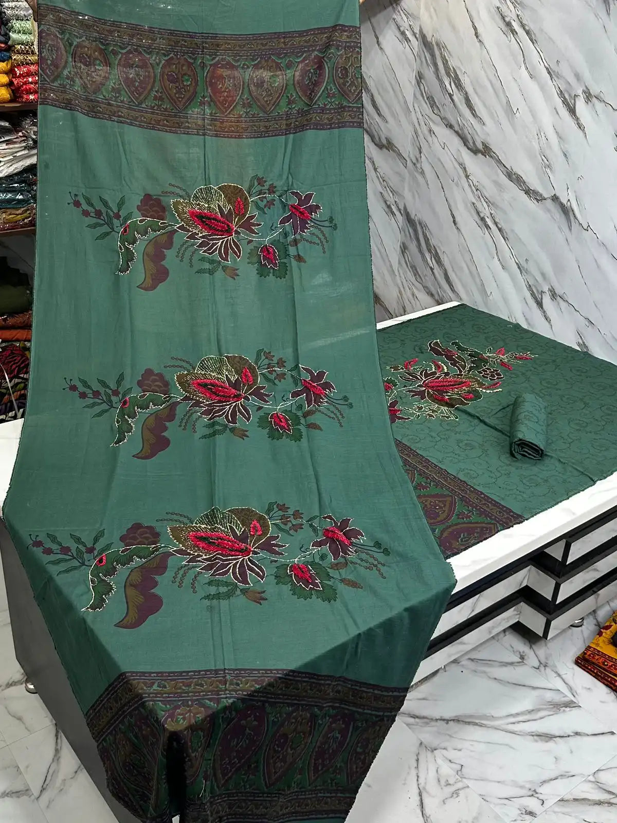 Premium Winter Khaddar 3-Piece Suit with Velvet Embroidery