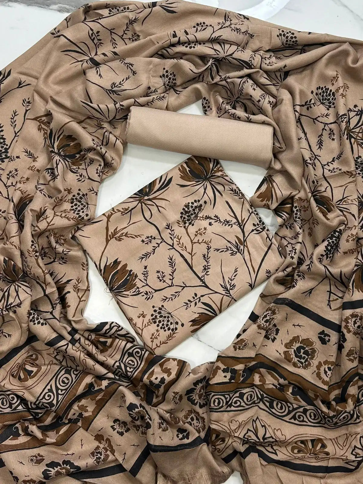 PURE MARINA PRINTED WOOL SHAWL 3PC