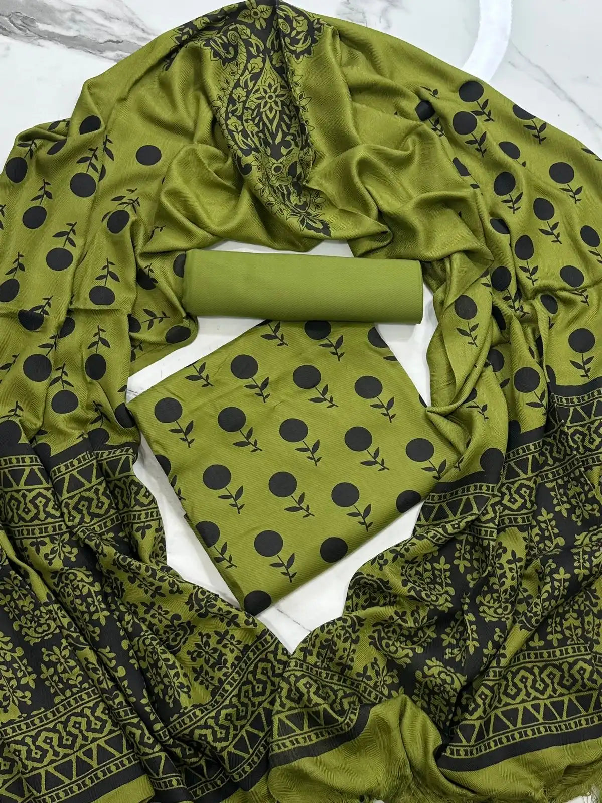 PURE MARINA PRINTED WOOL SHAWL 3PC