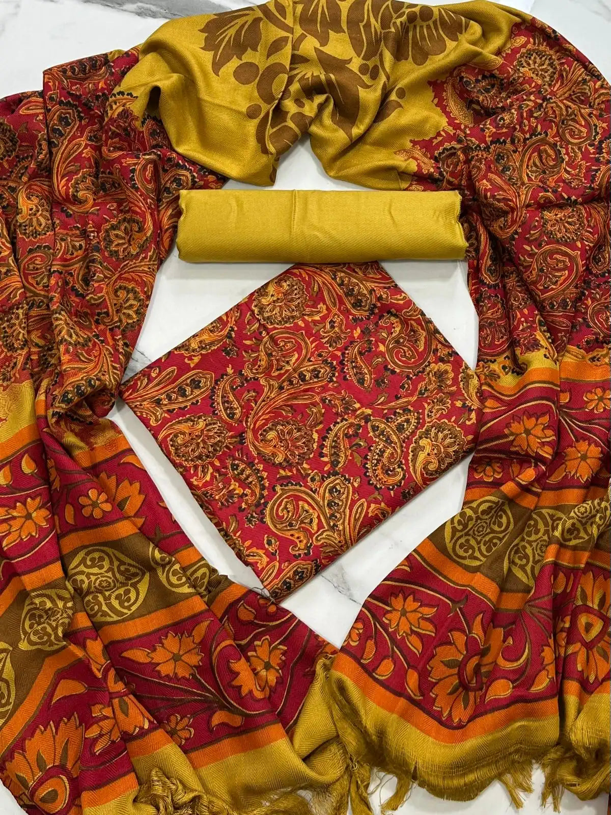 PURE MARINA PRINTED WOOL SHAWL 3PC