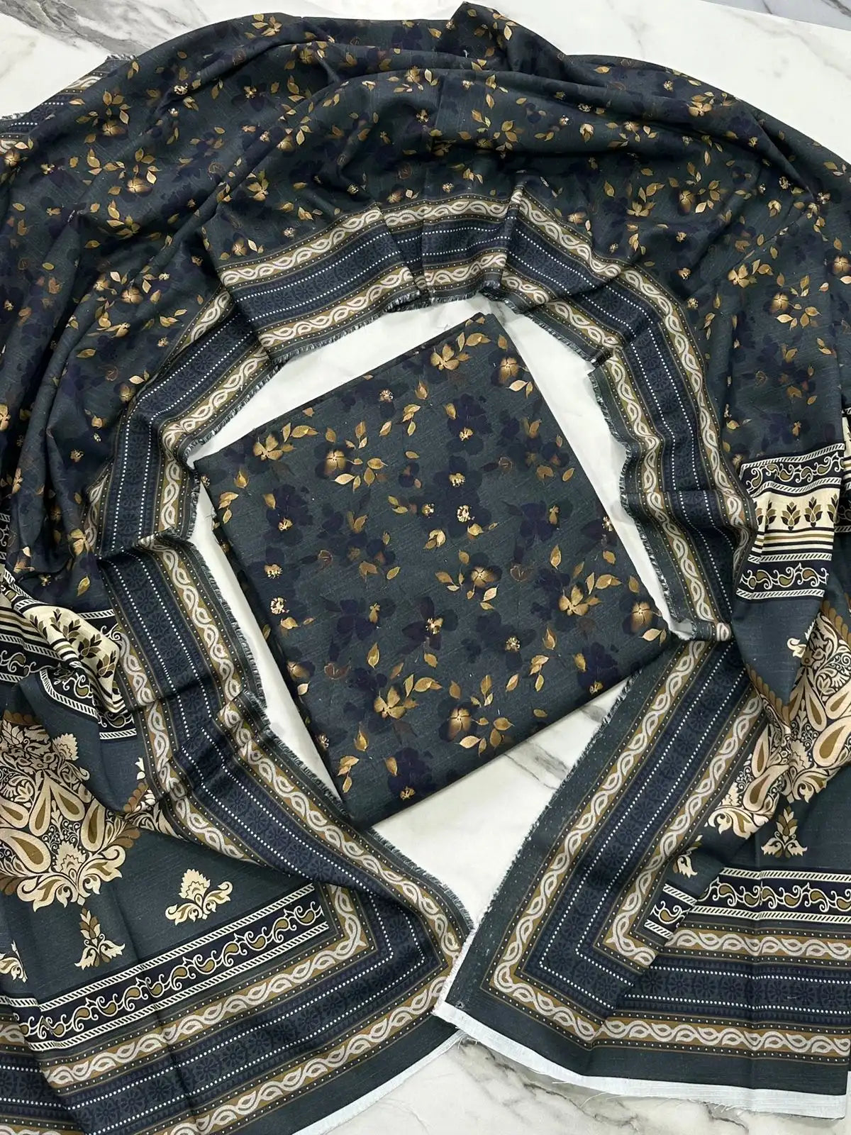 Premium Winter Khaddar 3-Piece Suit with All-Over Digital Print
