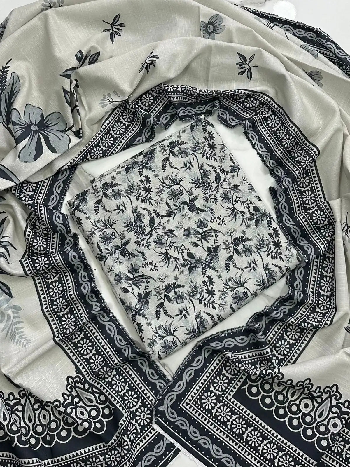 Premium Winter Khaddar 3-Piece Suit with All-Over Digital Print