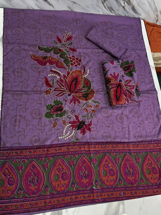 Premium Winter Khaddar 3-Piece Suit with Velvet Embroidery