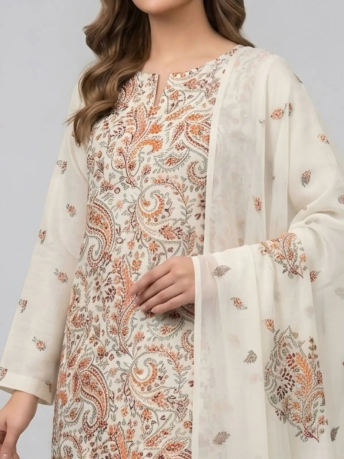 3PC PURE. LAWN .HEAVY EMBROIDERED