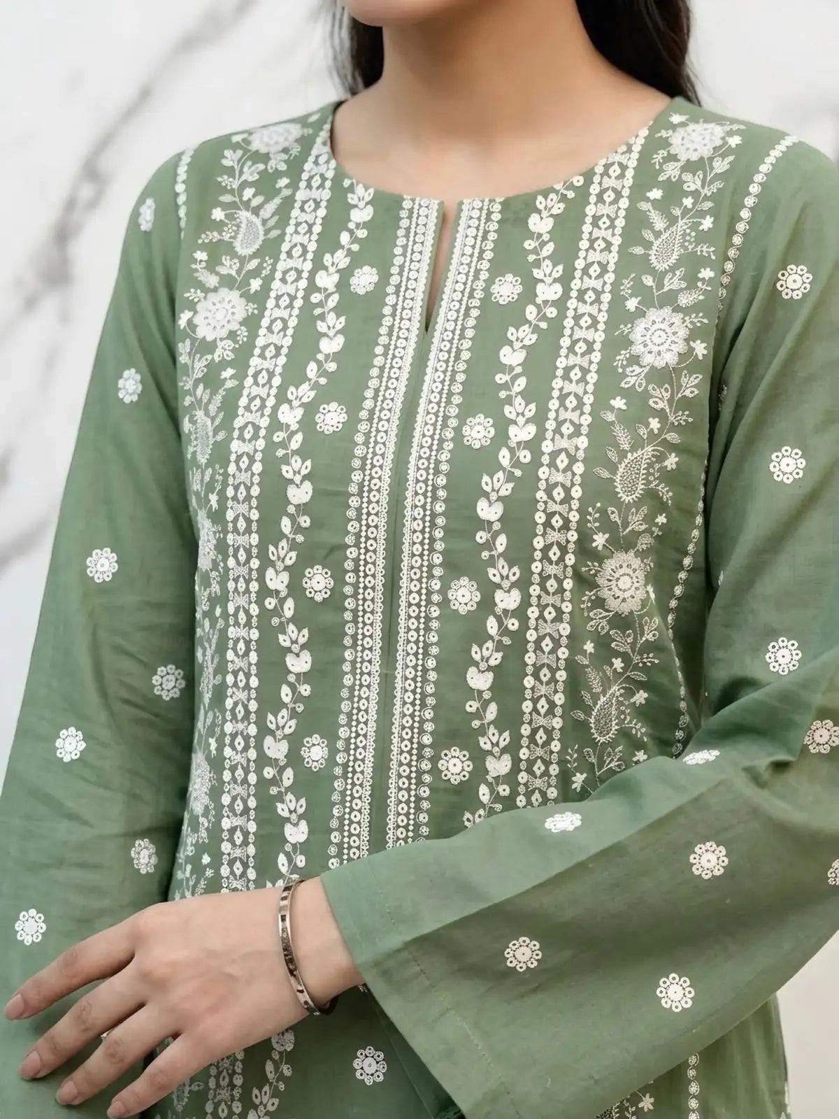 3PC PURE. LAWN .HEAVY EMBROIDERED