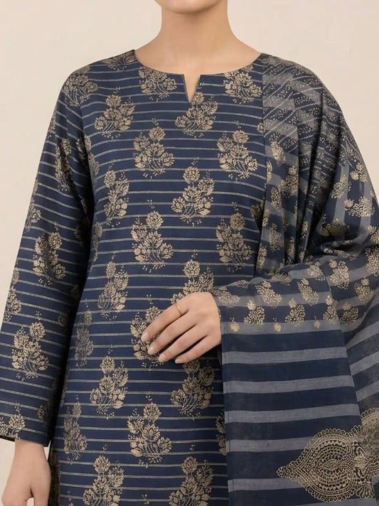 PURE LAWN 3-PIECE GOLD PRINTED SUIT – ELEGANT, SOFT & WASHABLE