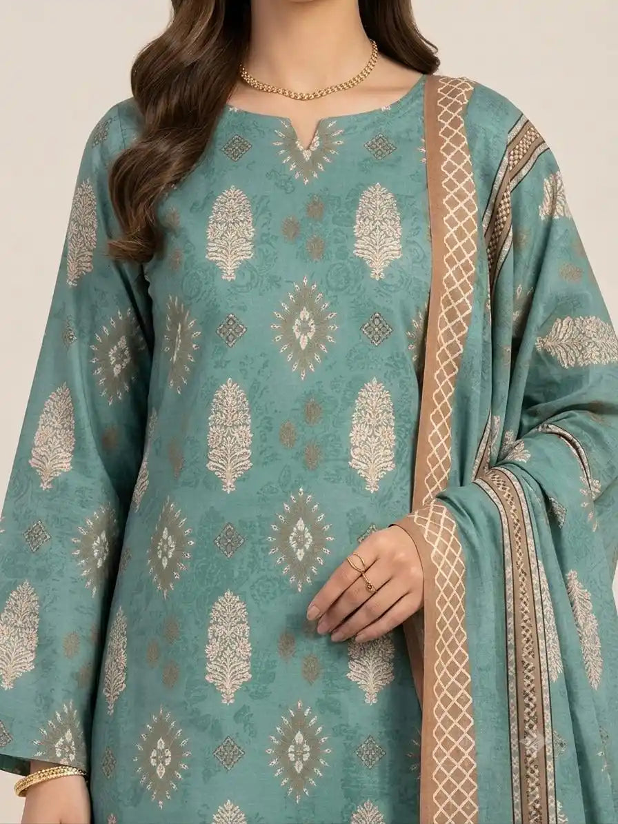 PURE LAWN 3-PIECE ALL OVER PRINTED SUIT – ELEGANT, SOFT & WASHABLE.