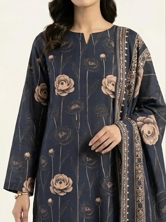 PURE LAWN 3-PIECE ALL OVER PRINTED SUIT – ELEGANT, SOFT & WASHABLE.