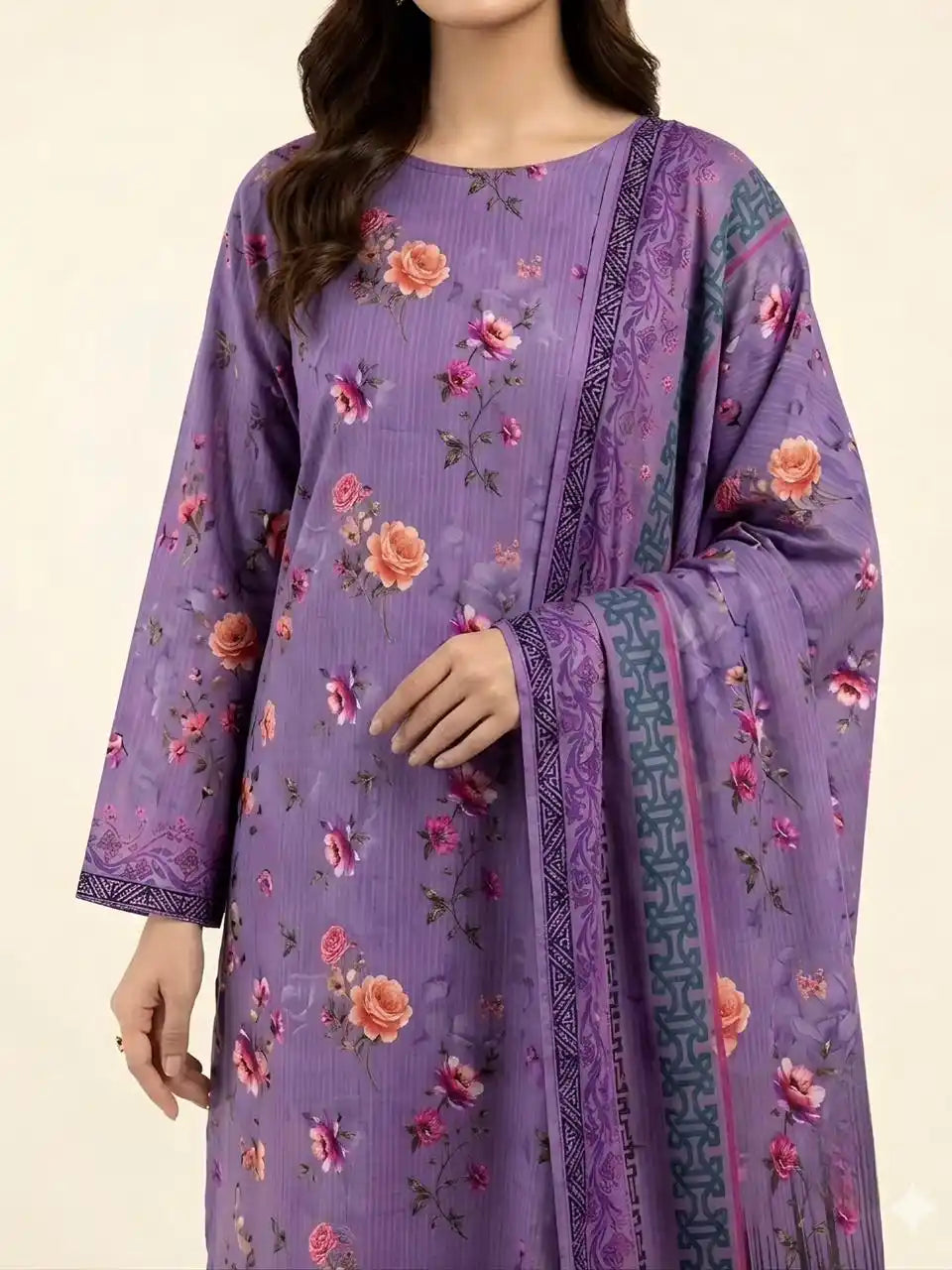 PURE LAWN 3-PIECE ALL OVER PRINTED SUIT – ELEGANT, SOFT & WASHABLE.