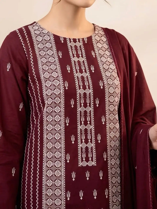 3PC PURE DHANNAK ELEGANCEE EMBROIDERED