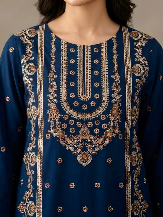 3PC PURE DHANNAK ELEGANCEE EMBROIDERED
