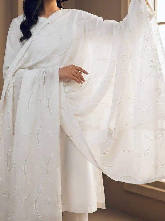 PURE LAWN SOFT DUPTTA WITH EMROIDERY LAZER WORK PREMIUM QUALITY