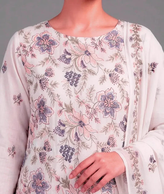 3PC PURE. LAWN .HEAVY EMBROIDERED