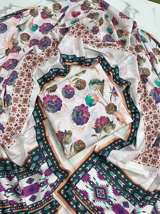 PURE LAWN 3-PIECE ALL OVER  PRINTED SUIT – ELEGANT, SOFT & WASHABLE