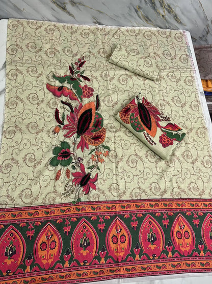 Premium Winter Khaddar 3-Piece Suit with Velvet Embroidery