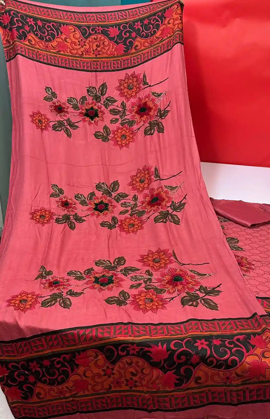 3PC PURE MARINA WOOL SHAWL HEAVY VELVET ZARRI WORK