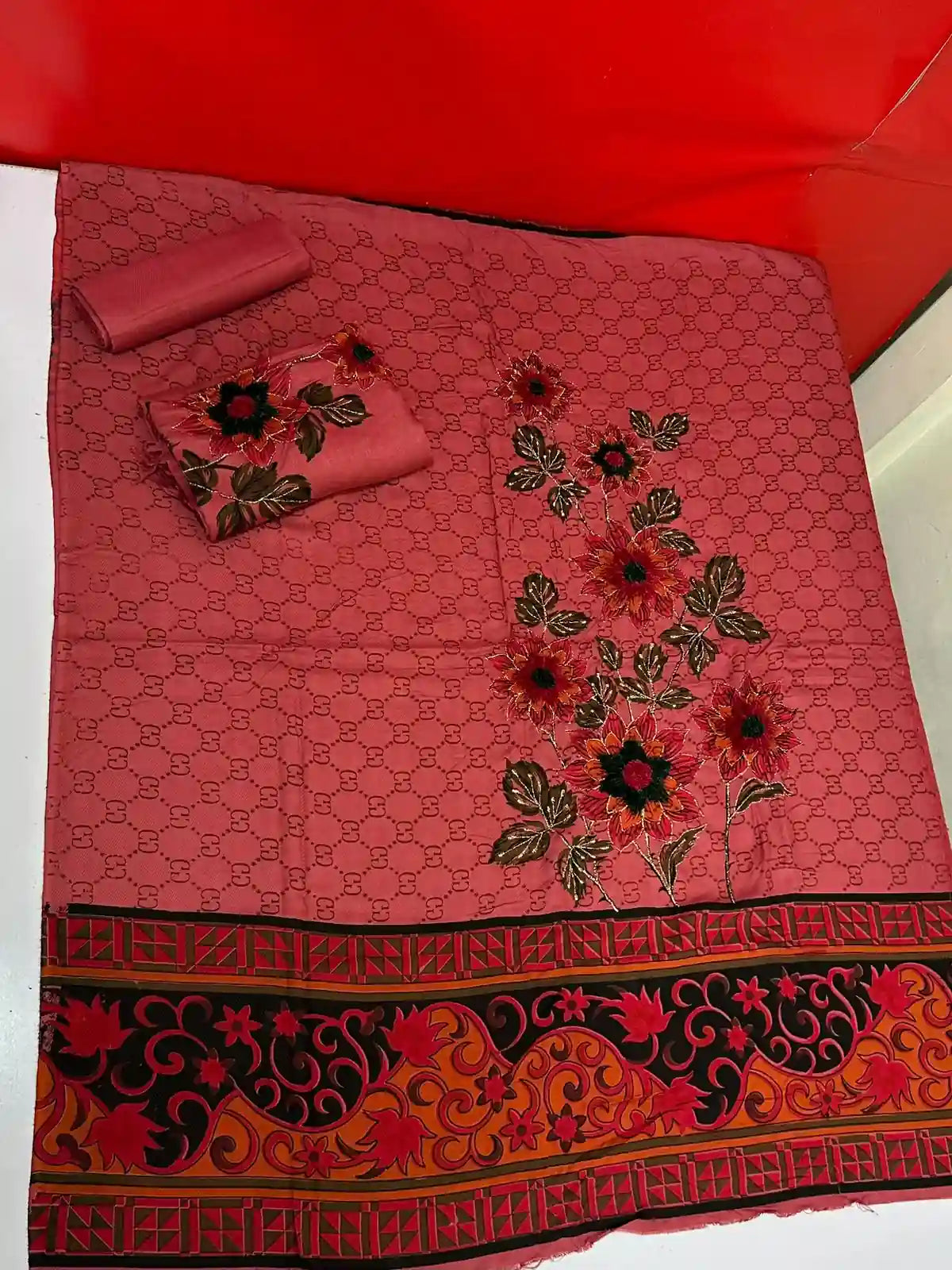 3PC PURE MARINA WOOL SHAWL HEAVY VELVET ZARRI WORK