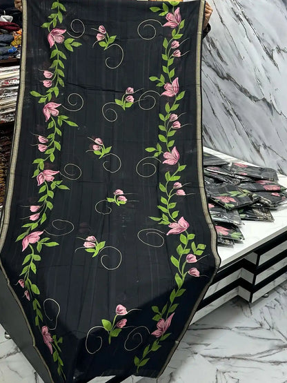 PURE LAWN SOFT HANDPAINTED DUPATTA TARKASHI WORK PREMIUM QUALITY