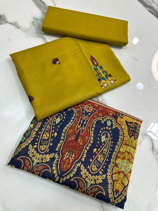 3PC PREMIUM LAWN WITH EMBROIDERED SHIRT & LUXURY VEIL DUPATTA