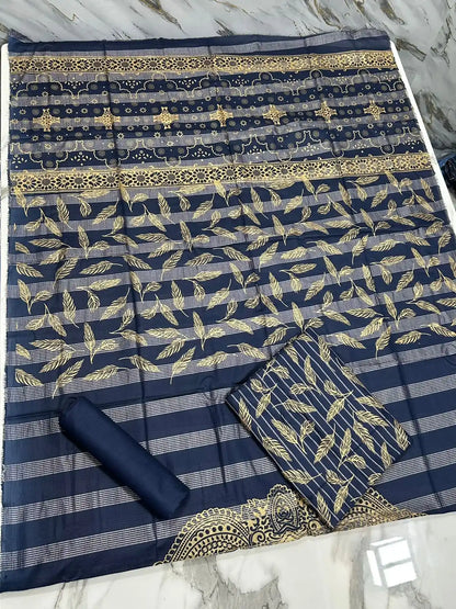 PURE LAWN 3-PIECE GOLD PRINTED SUIT – ELEGANT, SOFT & WASHABLE