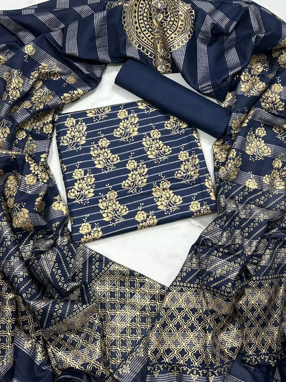 PURE LAWN 3-PIECE GOLD PRINTED SUIT – ELEGANT, SOFT & WASHABLE