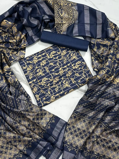 PURE LAWN 3-PIECE GOLD PRINTED SUIT – ELEGANT, SOFT & WASHABLE