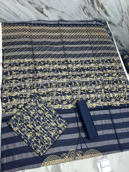 PURE LAWN 3-PIECE GOLD PRINTED SUIT – ELEGANT, SOFT & WASHABLE