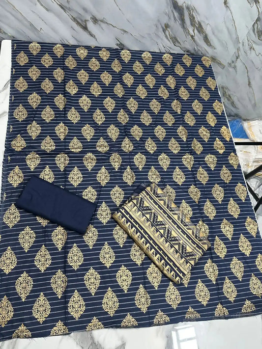 PURE LAWN 3-PIECE GOLD PRINTED SUIT – ELEGANT, SOFT & WASHABLE