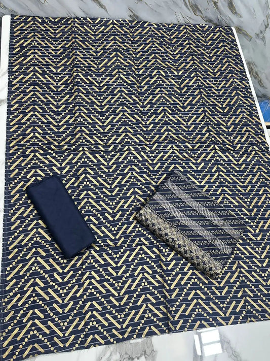 PURE LAWN 3-PIECE GOLD PRINTED SUIT – ELEGANT, SOFT & WASHABLE