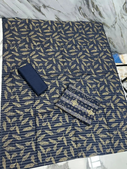 PURE LAWN 3-PIECE GOLD PRINTED SUIT – ELEGANT, SOFT & WASHABLE