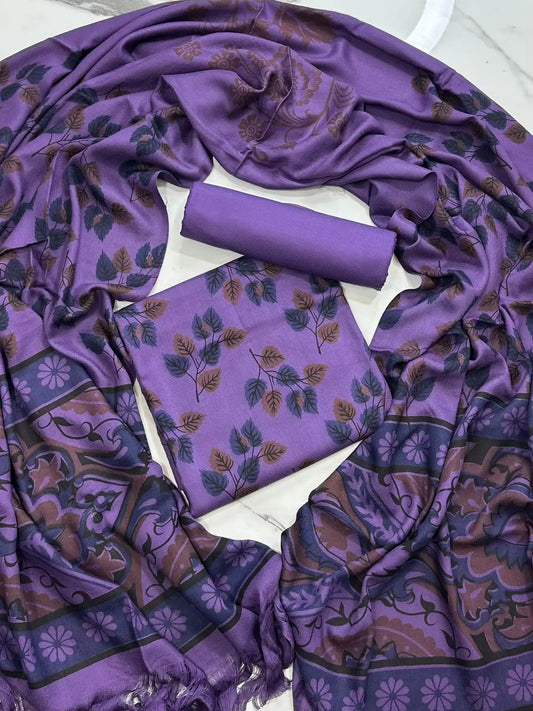 PURE MARINA PRINTED WOOL SHAWL 3PC