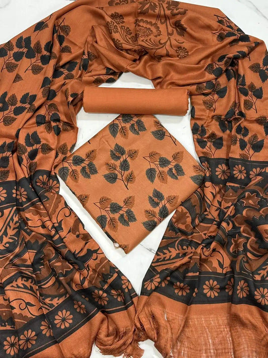 PURE MARINA PRINTED WOOL SHAWL 3PC