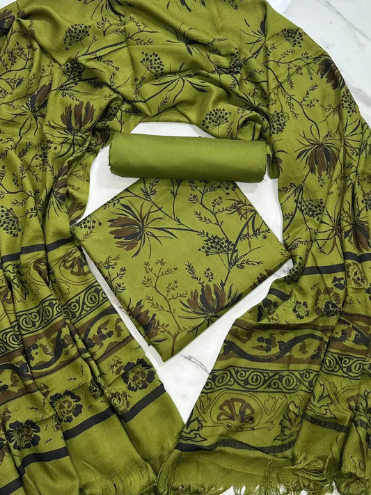 PURE MARINA PRINTED WOOL SHAWL 3PC