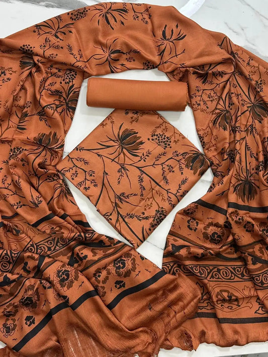 PURE MARINA PRINTED WOOL SHAWL 3PC