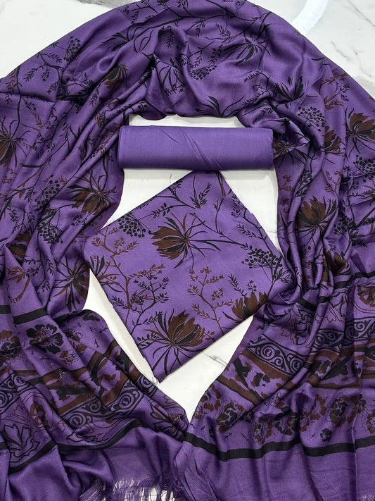 PURE MARINA PRINTED WOOL SHAWL 3PC
