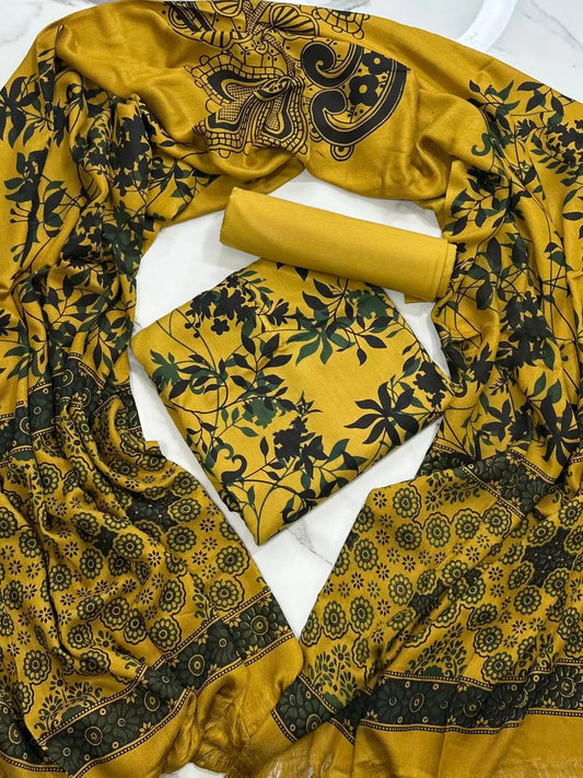 PURE MARINA PRINTED WOOL SHAWL 3PC