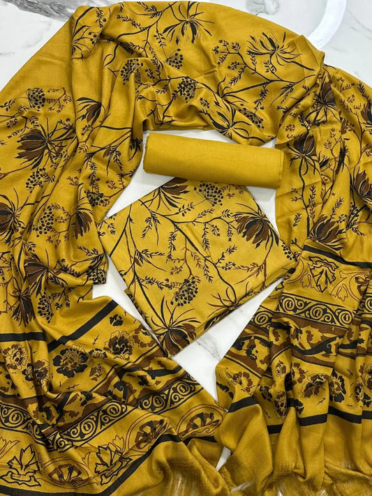 PURE MARINA PRINTED WOOL SHAWL 3PC