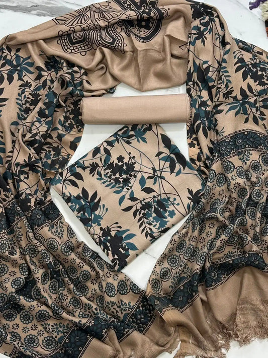 PURE MARINA PRINTED WOOL SHAWL 3PC